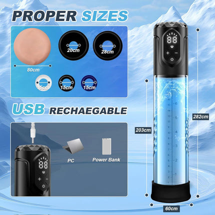 Electric Pump Male Sex Toy, Men's Sex Toy, 5 Suction Modes and 5 Training Pressure Levels, Automatic Penis Sleeve with Mini Pock