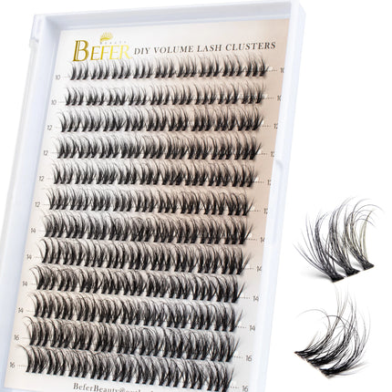 Befer 144pcs Lash Clusters 3D Natural Fluffy Cluster Lashes DIY Lash Extension 10-16mm Hight Quality Soft Super Thin Band Makeup