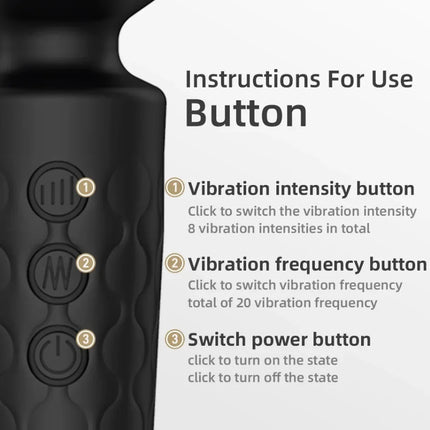 AV Vibrator Wand Personal Massager Clit Stimulator Sex Toy for Women 20 Patterns 8 Speeds Rechargeable Mini Vibrators Adult Toys