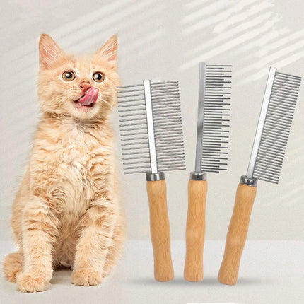 Cat Comb Stainless Steel Cat Brush Dog Hair Brush Wood Handle Pet Hair Remover Cats Comb Pet Grooming Cleaning Tools Accessories