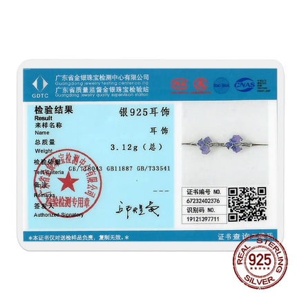 925 Sterling Silver Purple Butterfly Rainbow Flower Stud Earrings for Women Girl Ear Studs Jewelry Fashion Luxury Anniversary