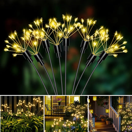 Solar Firework Lights Warm White with 60LEDs for Outdoor Garden Decoration Christmas New Year's Garland Decoration