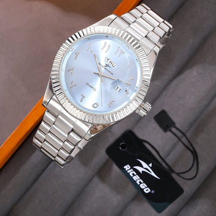 Fashion Sports Watches Men Business Stainless Steel Watchband Calendar Week Display Reloj Masculino Leisure Clock WristWatch