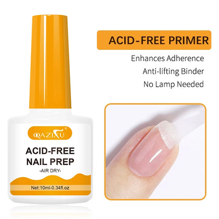 QAZIXU 10ml Nail-Primer Prep Dehydrator Gel Nail Polish Set No Need Of UV LED Lamp Base Coat Nail Art Varnish Manicure