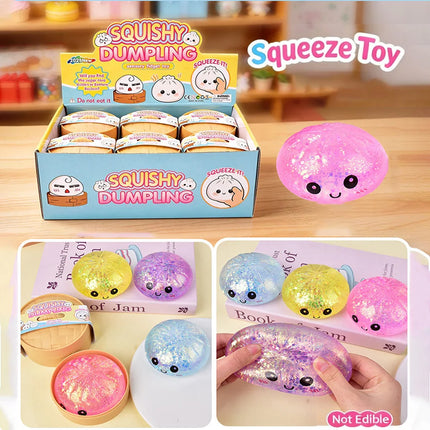 Viral Hidden Design 1-4Pcs Glitter Bead Dumpling Squishy, Blind Box with Box, Realistic Bun & Dumpling Squeeze Toy, Stress Relie