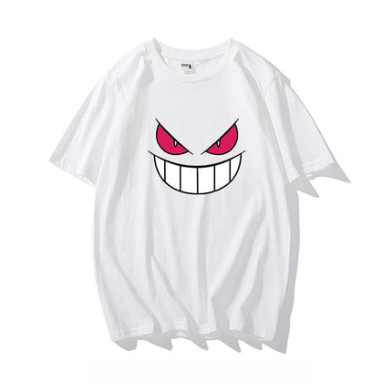 Pokémon Gengar Printing Tee Pure Cotton T-shirt Men's 2026 Summer Fashion Oversize Street Casual Y2K Tops Streetwear Clothing