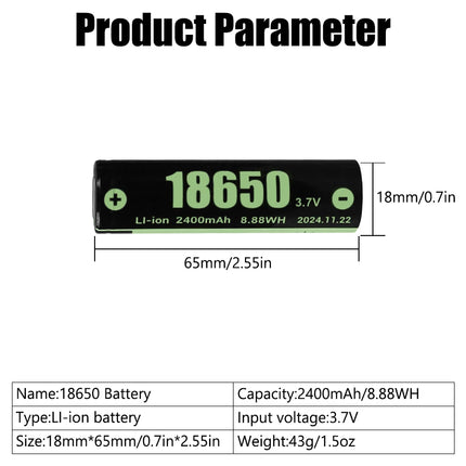 100% New Original 3.7V 18650 Rechargeable Battery 2400mAh 18650 Lithium Rechargeable Battery for Speakers Radios Headlights Toys