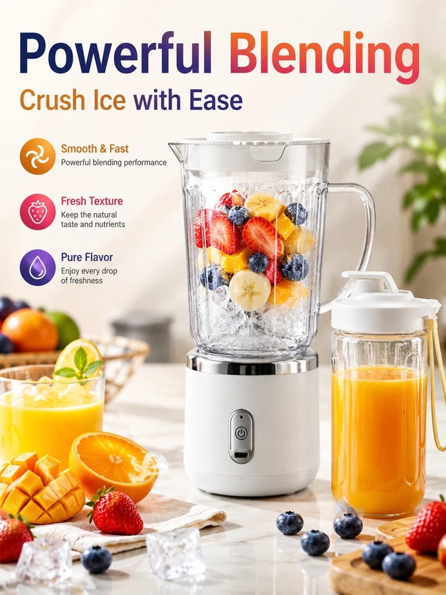800ml Big Cup Electric Juicer Blender One-Button Operation USB Charging Portable Ice Fruit Smoothie Maker