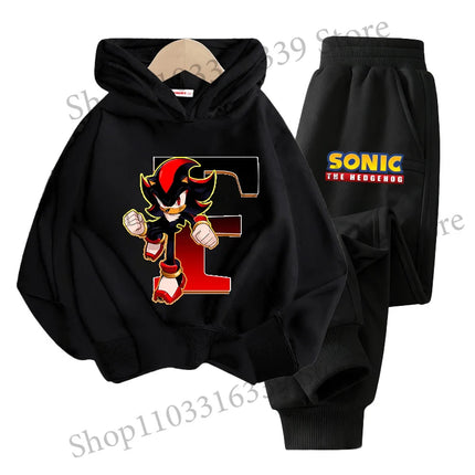 Sonics Hooded Sweatshirt Sets Anime Long Sleeves Pants Suit Boy Cartoon Hoodie Pants Set Kids Sports Tops Spring Autumn Clothes
