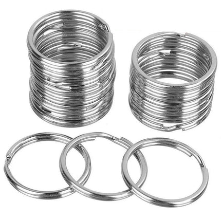 Silver Metal Blank Keyring Keychain with Ring Link Long Round Split Keychain Keyrings Chains Stainless Steel Key Rings Holder