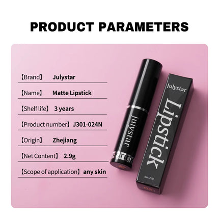Julystar Nude Brown Matte Lipstick Pen Waterproof Lasting Non-Stick Cup Velvet Fruit Lipstick Lip Tint Pencil Makeup Lip Stain