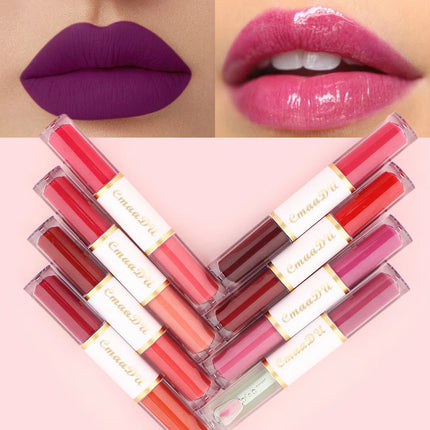 8 Colors Velvet Matte Liquid Lipstick Double-ended Lip Gloss Long-Lasting Waterproof Easy Color Non-stick High Pigment Lipgloss