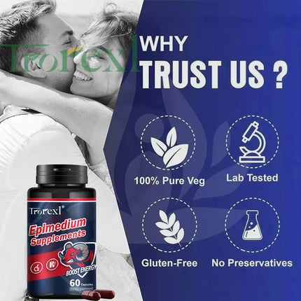 Natural Epimedium Capsules Enhance Endurance Supplement : Boost potency & Morning Power (Men's Health Secret)