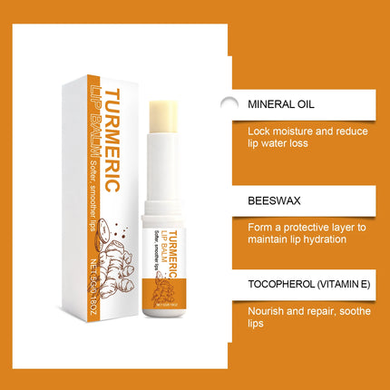 Turmeric Lip Balm Moisturizer Anti-Cracking Remove Dark Lightening Melanin Lip Gloss Exfoliating Soothing Hydrating Lip Stick