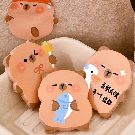 5Pcs/Lot Cute Capybara Sticky Note 60Sheets/Book Kawaii Goose Fish Capybara Shaped Memo Pad Student Message Writing Pads School