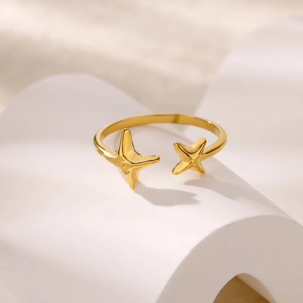 Stainless Steel Zircon Geometric Rings For Women Luxury Evil Eye Gold Color Adjustable Trendy Wedding Aesthetic Jewerly Gift