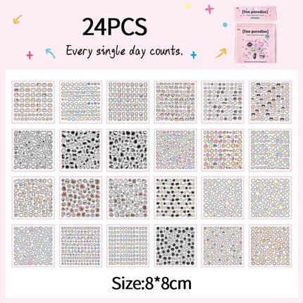 Cartoon Mini Sticker Book Tiny Pet Food Stickers Book Children Girls Nail Sticker Decor DIY Notebook Scrapbook Planner Decals
