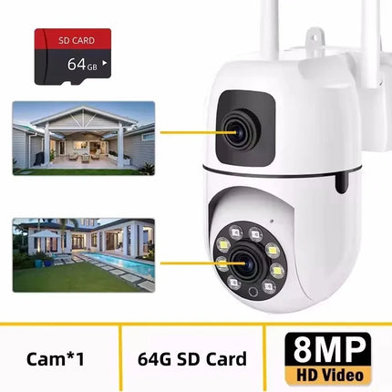 8MP WIFI Surveillance Camera Dual Lens Dual Screen 5MP IP Cameras Wireless Auto Tracking Color Night Vision 10X Zoom HD Camera