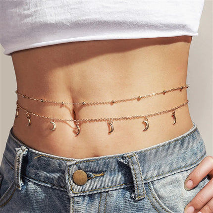 Fashion Boho Gold-plate Multilevel Star Moon Butterfly Snake Pendant Long Waist Chain For Women Beach Sexy Body Chains Jewelry
