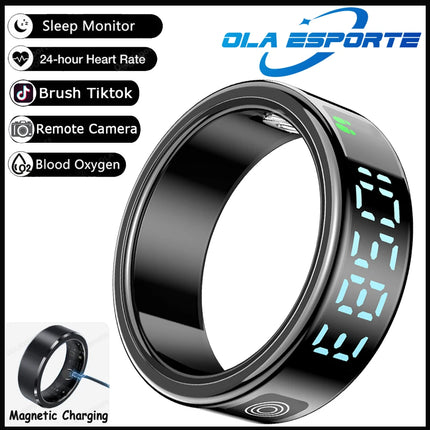 2026 Smart Ring with Display Screen and Touch, Wireless Charging, Health Manager, 5 ATM Waterproof For Men Women Rings R12 R11