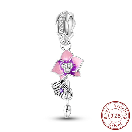 Spring Charms Beads Pendant 925 Sterling Silver Flower Butterfly Dragonfly Mushroom Charms Fit Bracelet Woman Man DIY Jewelry
