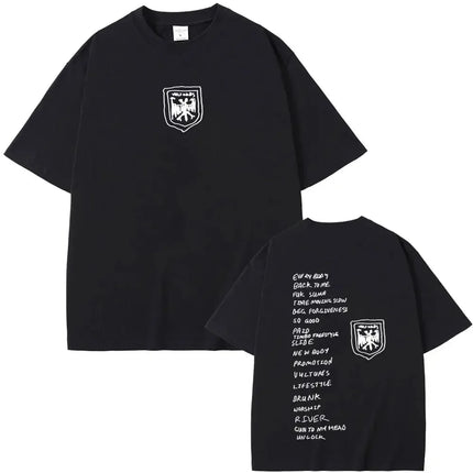 Rapper Kanye West New Music Album Vultures Graphic T-Shirts Men Women Hip Hop Street Fashion Oversized Tees Pure Cotton Tops