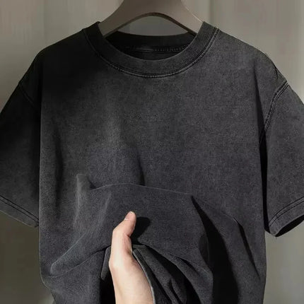 2026 Summer Men's Beige Washed T - Shirt Pokemon Slowpoke Big Face High - Quality Fabric for Casual Shopping