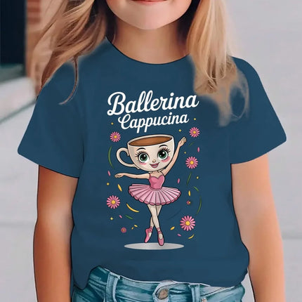 Italian Brainrot Cute Meme T-Shirt for Girls Clothes Ballerina Cappuccino Print Tee Tops Pink Summer Kawaii Outfits Streetwear