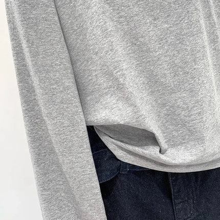 One Shoulder Cotton Slant Shoulder Long Sleeve Women's Interior-Style Wide Truffle Shoulder Base Autumn Winter Shirt