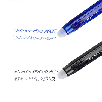 0.5mm High-Capacity Erasable Gel Pen Set Translucent Rod Blue Black Magic Ink Washable School Office Stationery Supplies