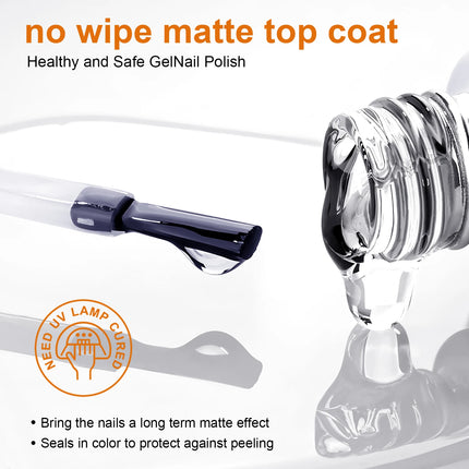 TWOING 15ml Velvet Matte Top Coat Gel Nail Polish Matte Top Coat No Wipe Sealer Gel Finish Manicure Nail Art Salon Quality