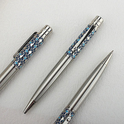 Metal Ballpoint Pen Retractable Signature Pen Crest Style Metal Housing Black Ink Medium Point 0.7mm Smooth Writing