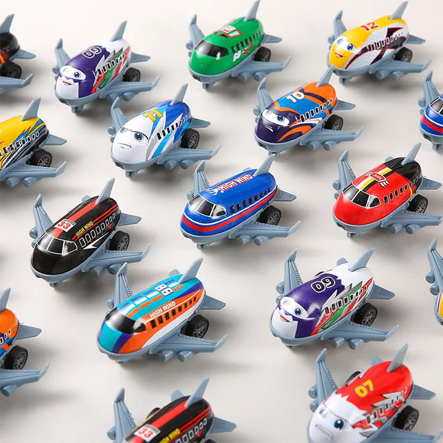 Rebound Small Aircraft Children Cartoon Mini Alloy Taxiing Passenger Plane Toys Model Inertial Force Metal Sheet Metal Airplanes