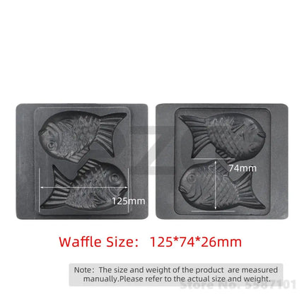 Stainless Steel Gas Taiyaki Machine 2 Pcs Nonstick Fish Waffle Making Taiyaki Baker Pan Machine Waffle Maker Equipment
