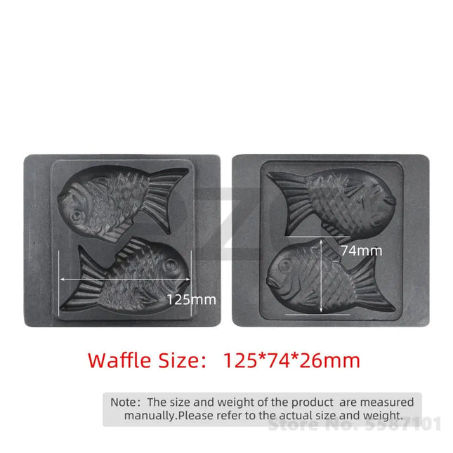 Stainless Steel Gas Taiyaki Machine 2 Pcs Nonstick Fish Waffle Making Taiyaki Baker Pan Machine Waffle Maker Equipment