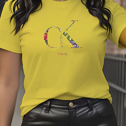 Summer luxury brand fashion cartoon letter print crew collar clothing short sleeve T-shirt  trend women's summer Y2K top