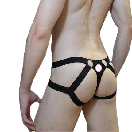 Sexy Men Bondage Underwear Man Jock Strap Thong Mesh G String Jockstrap Elastic Hollow Lingerie T-back Penis Pouch Underpants