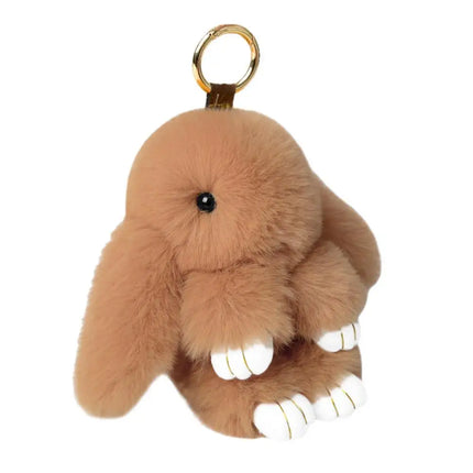 Cute Long Ear Bunny Keychain Real Mink Fur Rabbit Doll Charm Toys Ornament Keyring Jewelry Pompom Pendant Gifts Handbag Plu C9M0