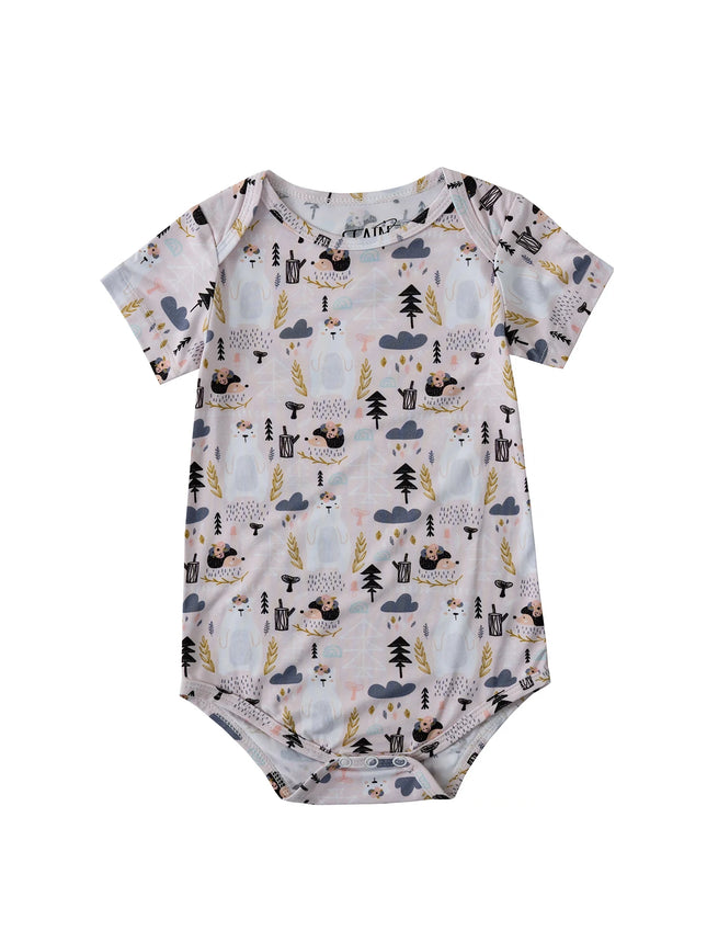Infant Bamboo Short Sleeve Bodysuit Summer Lightweight Onesie with Convenient Snap Closure