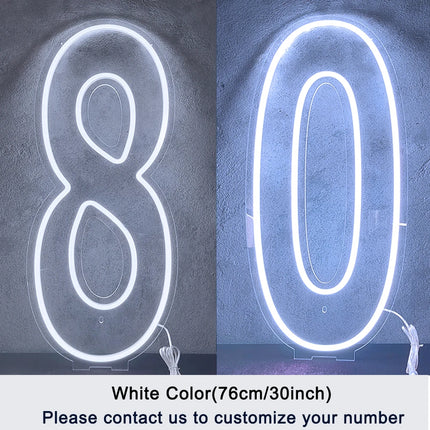 Extra-Large LED Neon Numbers Sign 76cm/100cm Stand up & Wall Mounted for Birthday Wedding Celebration Party Decor