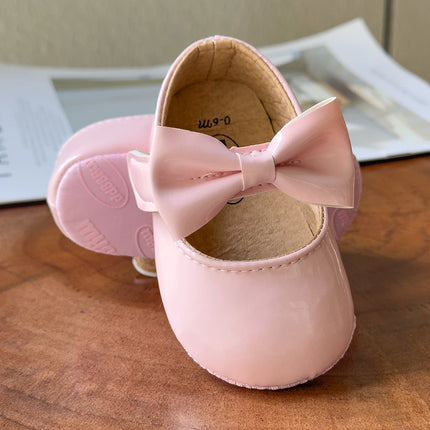 Newborn Baby Shoes Infant Girls Shoes PU Anti-slip Bowknot Classic Princess Dress Shoes Toddler First Walker Crib Shoe