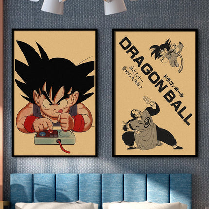 Japanese Surrounding Anime Retro Dragon Ball Poster Goku Gohan Vegeta Piccolo Friza Canvas Painting Print Wall Art Children Gift