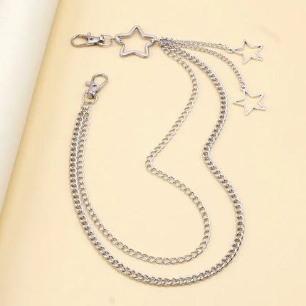 Punk Steet Keychains Chain Women Men Star Rivets Accessories Rock Goth Pants Waist Belt Chain On Jeans Jewerly