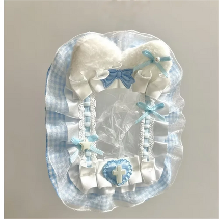 Sweet DIY Plush Card Holder with Ribbon Anime Lace Photocard Case Lolita Idol Display Photo Protector Case Card