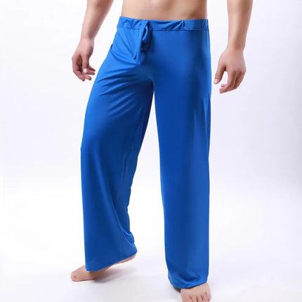 Men Yoga Pants Solid Color Elastic Waistband Low-waisted Trousers Fitness Training Joggers Loose Slacks Beach Casual Sport Pants