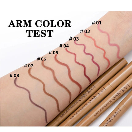HANDAIYAN Double-Head Waterproof Lip Liner Pen Coffee Brown Outlines Lip Shape Full Lip Contour with Silicone Brush