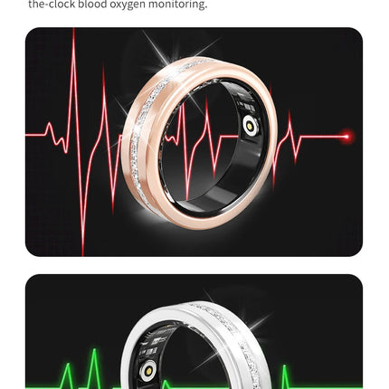 Smart Diamond Fitness Ring for Women Heart Rate & Sleep Monitor IP68 Waterproof Pedometer Health Tracker Fashionable Accessory