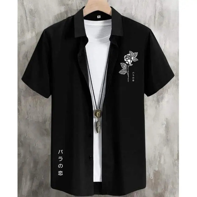 Hawaiian Men'S Shirt 3d Flower&Text Printing Beach Party Sweatshirt Loose Oversized And Blouse High-Quality Clothing