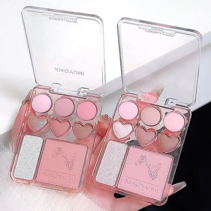 8-color Pearl Glitter Matte Peach Pink Blusher Highlight Eye Shadow Plate Korean Makeup Pink Orange Eyeshadow Cosmetics