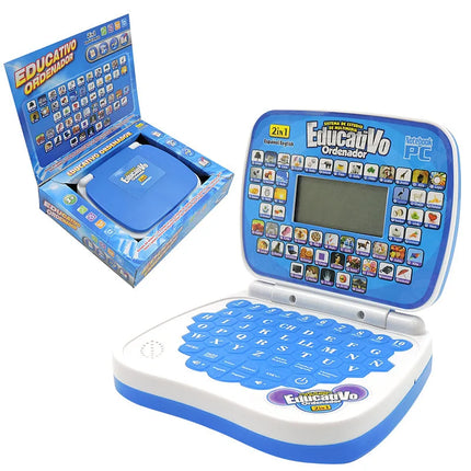 ZK30 Kids Learning Machine English Spanish Music Function Interactive Educational Laptop for Children Pink